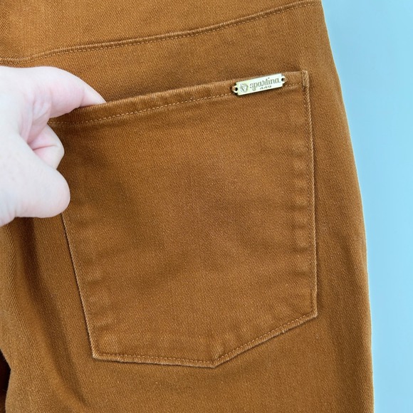 Spartina 449 Rust Orange Denim Cropped Flare Frayed Hem 6 Boho Festival Retro - Picture 11 of 13